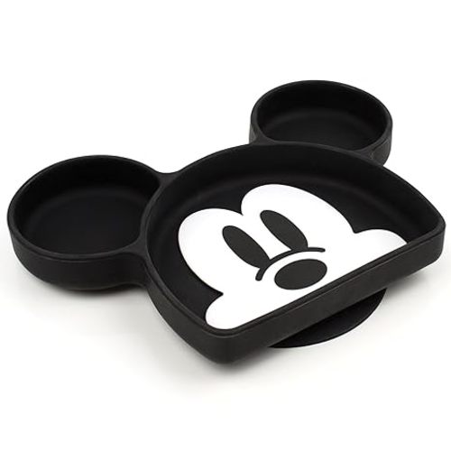 Bumkins Disney Silicone Grip Dish, Suction Plate, Divided Plate, Baby Toddler Plate, BPA Free, Microwave Dishwasher Safe - Mickey Mouse-1 Count (Pack of 1)
