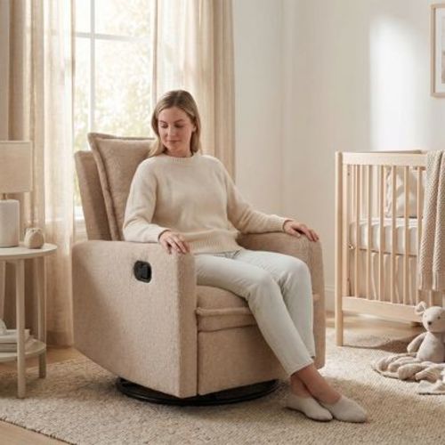 Upholstered Glider Recliner Rocking Chair with 360° Swivel for the Nursery and Living Room