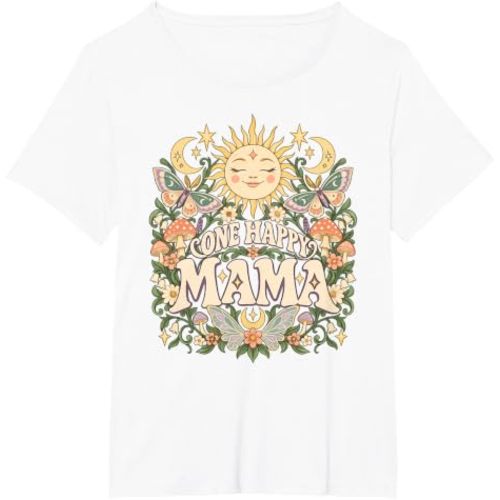 One Happy Mama Groovy Boho Celestial Sun Moon Stars Mother T-Shirt
