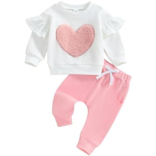 Mubineo Toddler Baby Girl Clothes Cute Flower Sweatshirt Outfits Fall Winter Long Sleeve Tops Pant Outfit Sweatsuit Set