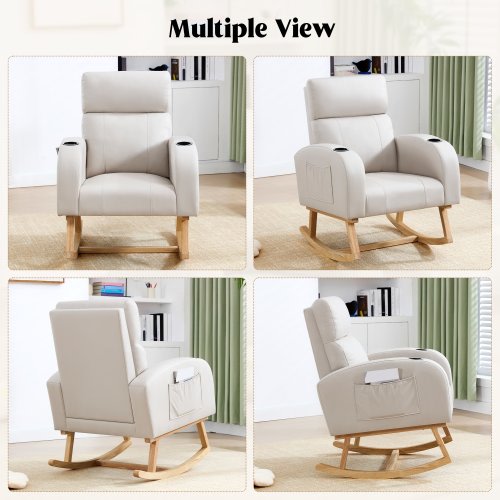 HOMYKA 31" Wide Nuresery Rocking Chair with Cup Holder