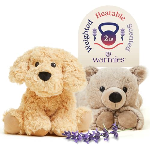 Warmies Microwavable & Weighted Stuffed Animals - Brown Bear & Golden Dog Bundle