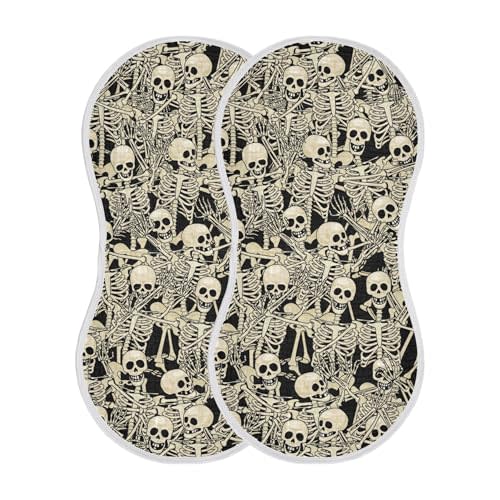 Gothic Skull Skeletons Burp Cloths Baby Boys Girls Absorbent Soft Cotton Burping Cloths Rags 2 Pack