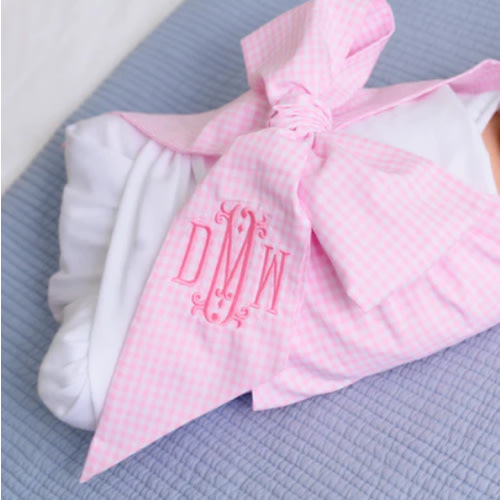 Bow Swaddle ® - Pink Greenbrier Gingham