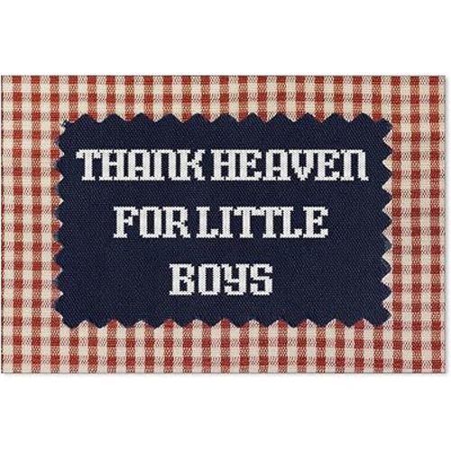 Haitunone Thank Heaven for Little Boys Wall Art Vintage Red Gingham Quote Posters Trendy Preppy Kids Canvas Prints for Nursery Boys Room Wall Decor 16X24 inch Unframed