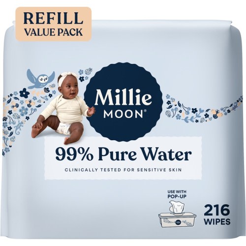 Millie Moon 99% Pure Water Baby Wipes - 216 Count