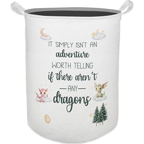 Dragon Nursery Kids Laundry Basket, Toybox for Boys Room, Dragon Fantasy Nursery Laundry Basket Hamper Waterproof Collapsible Clothes Toys Storage Bin Organizer for Kids Room Playroom Bathroom