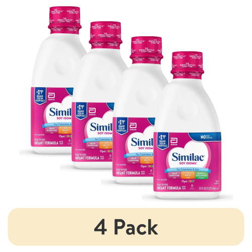 (4 pack) Similac Soy Isomil Ready-to-Feed Baby Formula, 32-fl-oz Bottle