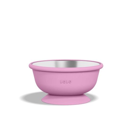 Lalo 12oz Stainless Steel Suction Baby Bowl - Bubble Gum