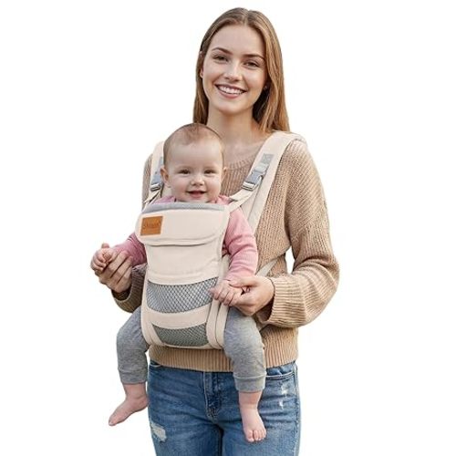 Baby Carrier Newborn to Toddler(8-30lbs), Toddler Carrier with Adjustable Shoulder Strap, Baby Holder Carrier with Breathable Mesh Fabric, Grey