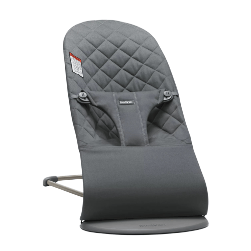 BabyBjorn Bouncer Bliss, Anthracite Cotton Classic Quilt, Grey beige
