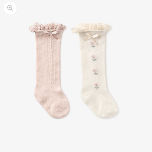 Floral Knee-high Non Slip Baby Socks 2 pack