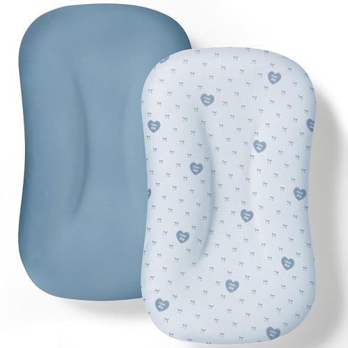 Baby Lounger Cover 2 Pack - Silky Soft and Breathable Infant Lounger Cover, Newborn Lounger Slipcover for Baby Boys Girls, Fits Cpzzkq & Most Loungers, Cover Only, GrayishBlue