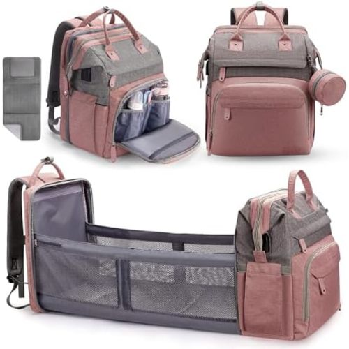 DERJUNSTAR Diaper Bag Backpack,Baby Diaper Bags, Baby Shower Gifts, with Portable Diaper Pad