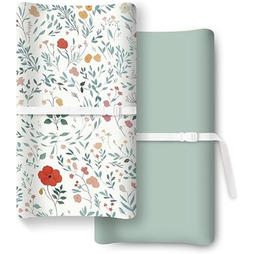 Extra Stretchy Changing Pad Cover, Ultra Soft Premium Jersey Knit Changing Pad Sheets, Unisex for Boys Girls, Fits All Standard Changing Tables/Dresser Tops - 2 Pack