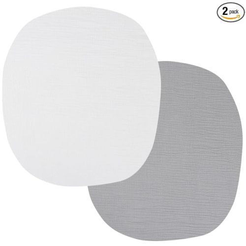 Onacosht Muslin Bassinet Sheets 24" x21" Compatible with Graco Pack ‘n-Play Dome LX Bassinet, Small Round Bassinet Sheets 2 Pack 100% Cotton White and Grey
