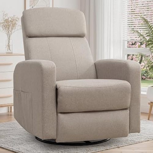 Korser Power Swivel Recliner Chairs for Adults, Electric Glider Rocking Chair Nursery, Glider Recliner Nursery Chair with Classified Side Pocket, Nursery Rocking Chairs with USB and Type-C Ports