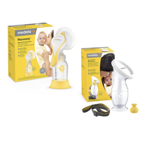 Medela Perfect Pair Bundle with Medela Harmony Manual Breast Pump & Silicone Breast Milk Collector, Lightweight and Discreet, Made Without BPA