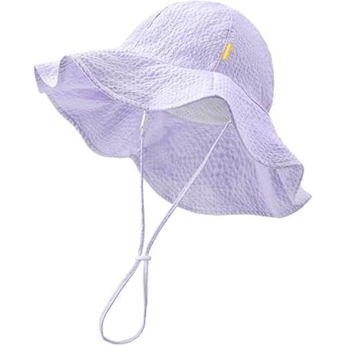 HONGTEYA Baby Sun Hat Toddler Girl Beach Hat Sun Protection Adjustable Outdoor Summer Wide Brim Bucket Hat for Infant Kids