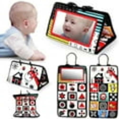 Tummy Time Mirror Newborn Toys Infant Toys 0 3 6 9 Months, Baby Toys 0 6 Months, Black and White High Contrast Baby Toys 0 3 4 6 9 12 Month Boys Girls Sensory Toy