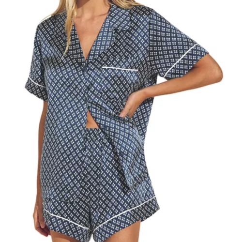 Inez Printed Washable Silk Short Pajama Set