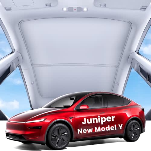 REEVAA Tesla Model Y Juniper (2026-2025) Sunshade Roof Accessories, Gray | OEM Fit;Full Blackout & Heat-Blocking; Protect Interior & Reduce A/C Workload; Two-Piece Magnetic Design Prevents Sagging