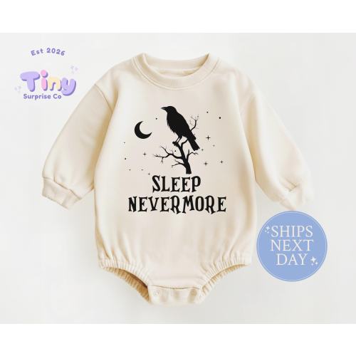 Sleep Nevermore Baby Romper Natural Cotton Raven Design Bodysuit Onesie®