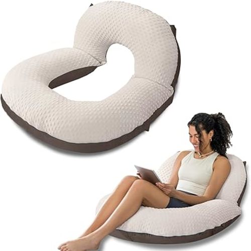 Reading Pillow, Back Pillow for Sitting in Bed for Reading, Nurse & Relax, Reading Pillow for Adults, Moms & Kids, Sit Up Pillow for Bed, Double-Sided Brown