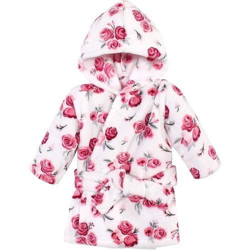 Hudson Baby Unisex Baby Plush Animal Face Bathrobe, Rose, 0-9 Months
