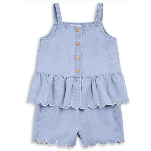 Girls' Chambray Shorts Set - 6M
