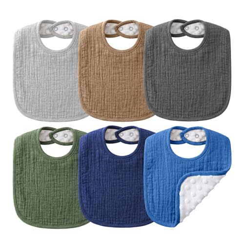 NISXABEBE Muslin Baby Bibs for Unisex Boys Girls, Cotton Drool Bibs, Adjustable Newborn Bibs for Drooling and Teething