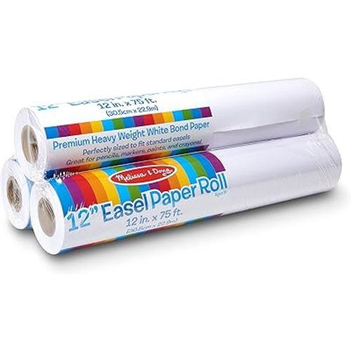 Melissa & Doug Tabletop Easel Paper Roll (12 inches x 75 feet), 3-Pack