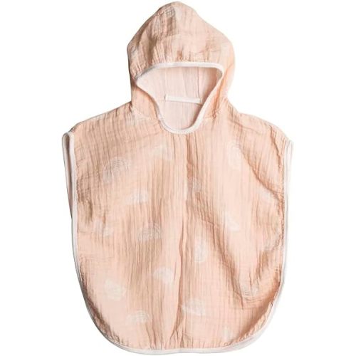 100% Cotton Muslin Baby Bath Poncho - Soft & Absorbent Hooded Towel for Infants & Toddlers, Lightweight and Breathable,Baby Shower (White Rainbow)