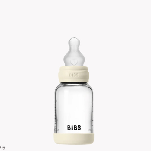 BIBS Baby Glass Bottle Set 4oz Silicone - Ivory | Smooth Feeding – Bibsworld store US