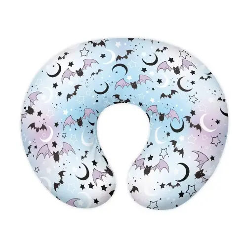 Moon and Cartoom Bats Baby Nursing Pillow Cover Baby Breastfeeding Slipcover Infant Newborn Nursery Bottle Pillowcase Stretchy Replaceable Pillow Cover Slipcover Halloween Decor