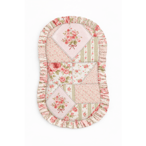 Pink Floral Patch Ruffle Baby Lounger Cover