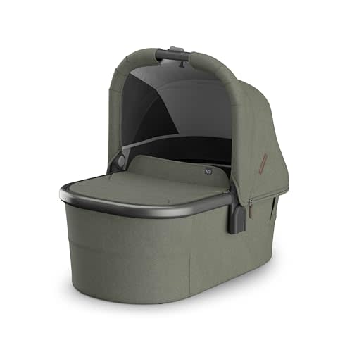 UPPAbaby Bassinet V3 - Compatible with Vista, Cruz, Ridge Strollers - Overnight Sleep Solution - Mattress, Sheet and Bug Shield Included - Evelyn (Meadow Green)