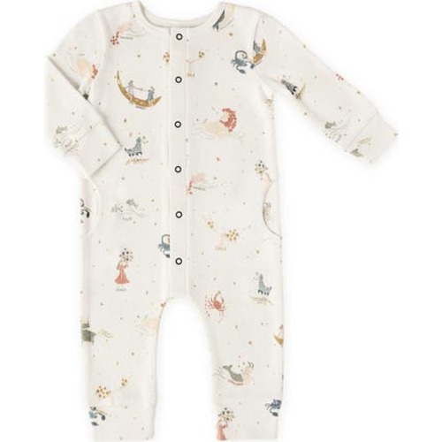 Print Long Sleeve Organic Cotton Placket Romper, 6-12M