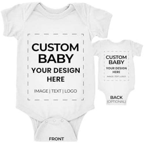 APPARELYN Custom Baby Bodysuit Design Your Own Body suit - Personalized Text Image - Baby Boy & Girl Newborn Romper
