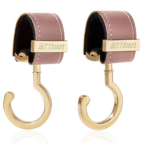 2 Pack Stroller Hooks (Pink + Gold)