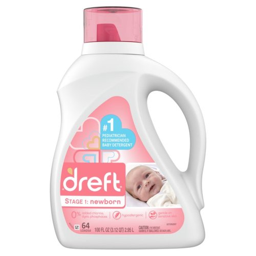 Dreft Newborn 64 Loads Baby Liquid Laundry Detergent, 100 Fl Oz