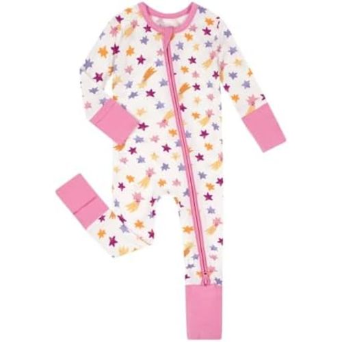 Teach Leanbh Unisex Baby Bamboo Viscose Pajamas with Mittens and Feet Cuffs 2 Way Zipper Long Sleeve Romper Sleep and Play