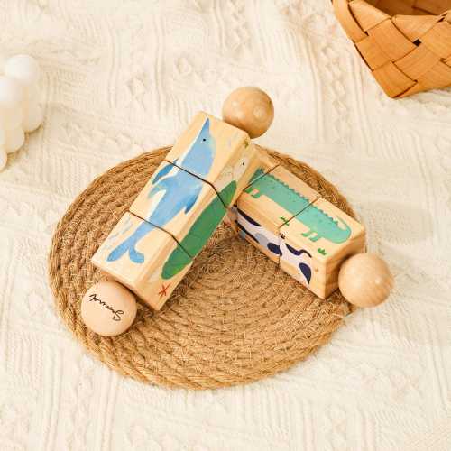 Personalized Animal Rotating Puzzle, Named Engraving Toys, Wooden Toys for Toddlers, Gifts for New Moms, Early Learning Toys for Toddlers