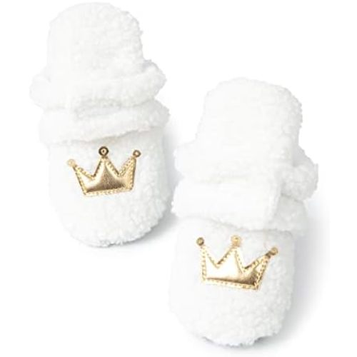 ohsofy Newborn Baby Cotton Booties Stay On Slipper Winter Warm Soft Shoes Non-Skid Infant Ankle Boots Crib Shoes