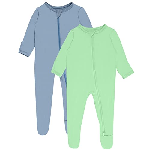 GUISBY Pajamas for Baby Boys & Girls, Infant Onesie with Mitten Long Sleeve Footed Pjs
