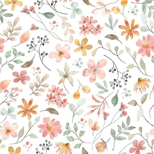 VEELIKE Watercolor Wildflowers Floral Peel and Stick Wallpaper Boho Floral Wallpaper for Bedroom Nursery Walls 17.7''x354'' Self Adhesive Removable Floral Wall Mural Wallpaper for Bathroom Living Room