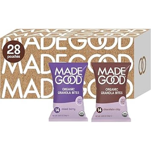 MadeGood Granola Bites Chocolate Chip & Mixed Berry Variety Pack (28 Count) Gluten Free and Organic Snacks