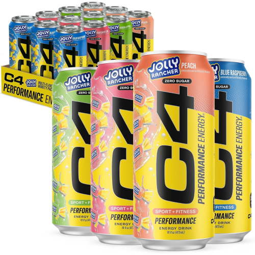 C4 Energy Drink, Jolly Rancher Variety Pack, 16oz Cans, Zero Sugar, 12pk