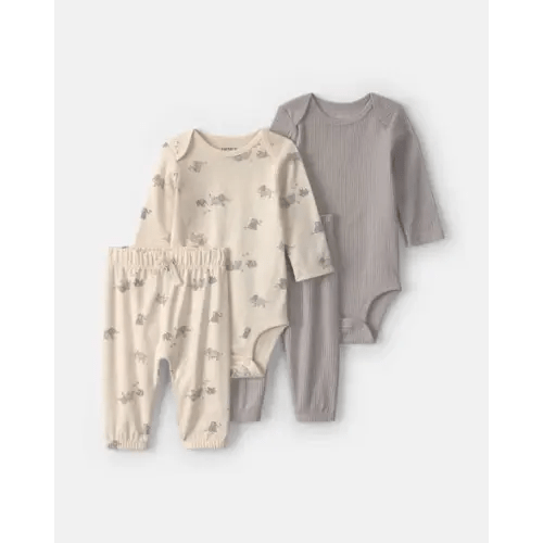 Baby 4-Piece Elephant Long-Sleeve Bodysuit & Pant Set - Grey | Carter's