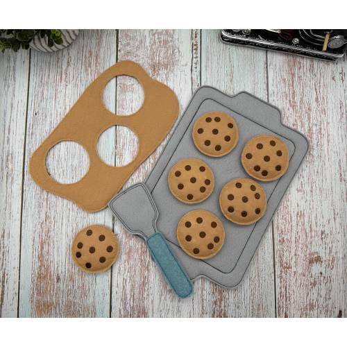 Felt play food - Chocolate Chip Cookie Baking Set - Pretend Play cookies - felt play food
